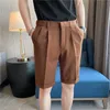 Mäns shorts 2022 Korean Style Summer Suit Shorts Men cloing Straight Business Formal Wear Slim Fit Casual Short Homme Kne Leng Quality Z0404