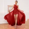 Glänzende One-Shoulder-Kurzschlussballkleider mit abnehmbarem Zug, hohlem Rücken, Pailletten, Heimkehrkleid, Mantel, Mini, Teenager-Mädchen, Abschlussfeier, Kleider