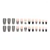 Faux ongles 24pcs / boîte faux presse sur réutilisable avec des conceptions françaises artificielles Aurora diamant Tipsy Stick-on conseils Art