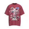 Red Color Saint Jeasus Print Michael T shirts Plus Size T-shirts Men Vintage Acid Washed Oversized Streetwear Tee Women Tomboy Tees Youth Short Sleeves