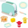 Kitchens Play Food Wooden Kitchen Imaginary House Toy Simulation Toaster Coffee Machine Food Stirrer Children's Play House Toy Early Education GiftL231104