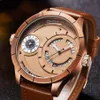 Montres-bracelets 2021 Montre personnalisée Oulm Hommes Sports Waches Rose Gold Deux fuseaux horaires Calendrier Quartz Big Montres Relogios Masculino233J