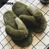 Winter Women Home Faux Fur Warm Slides Indoor Floor Plush Flip Flops Woman Soft Cotton Slippers Non-slip Flat Shoes T231104