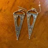 Orecchini pendenti Vintage Etnici Tribali Triangolo Geometria Gioielli Argento Colore Gancio Intagliato Accessori Donna