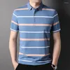 Heren Polos Polo Shirt Men Summer Stripe heren shorts mouw shirts zakelijke kleding luxe tee merk 2023 t56