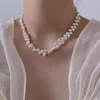 Ketten Handgemachte Natürliche Süßwasserperlen Halskette Mode Elegant Einfache Luxus Schlüsselbeinkette Weibliche Hochzeit Zubehör Bankett Geschenk