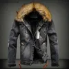 Chaquetas para hombres Chaqueta de mezclilla para hombre de invierno con cuello de piel Chaqueta y abrigo de jeans de lana rasgados retro para otoño invierno S-6XL T231104