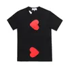 Camisetas masculinas Desiger Camisetas Estampa Coração Vermelho Camisetas Commes Des Algodão Respirável Jogo Antipilling Casual Camisetas Soltas Manga Curta Mulheres Tops Secagem Rápida