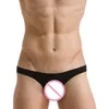 Onderbroeken Sexy Heren Ijs Zijde Driehoek Ondergoed Slips U Bolle Lage Taille Transparante Bikini Gay Slips Lingerie