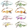 Fashion Bohemia Chakras Bracelet Multicolor Adjustable Handmade Braided Bracelet With Ceramic Dry Flower Glass Bead