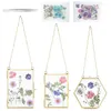 Cadres 3Pack Pressé Fleur Verre Golden Suspendu Cadre photo avec chaîne flottante DIY Fleurs séchées Feuilles Affichage