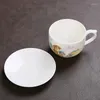 Teware Setleri Zodyak Çay Kupası Saucer ile Büyük Seramik Kahve Çin Master Seti Beyaz Porselen Çay Fincanı Kupa