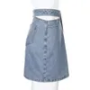 Rokken dames hoge taille denim feest holle button rits zipper mini aline dames sexy kleding vrouwelijke nachtclub draagt ​​230404