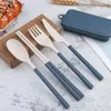 Zestawy naczyń obiadowych 4PCS Zestaw na sztucica Pszenice Słomka Stołu stołowa Knife widelca łyżka pałeczka