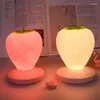 Night Lights LED Energy-Saving Light Sleep Touch Fun Strawberry Shaped USB Rechargeable Bedside Silicone Children's Gift