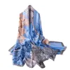 Sarongs Floral Print Sun Protection Women Scarf Imitation Silk Long Smooth Beh Shawl for Home P230403