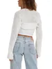 Damen Strick Damenmode Wild Shrugs Crop Pullover Volltonfarbe Langarm Strickjacke Frühling Herbst Lässige Cover-Ups Tops