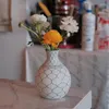 Vasi TingKe Stile giapponese semplice ed elegante Modello a rete ciano Vaso in ceramica con pancia grande Decorazione domestica moderna Ornamenti da tavolo