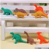 Party Favor Students Animal Erasers For Kid Stationary Gift Novelty Dinosaur Egg Pencil Rubber Eraser Drop Delivery Home Garden Fest Dh84L