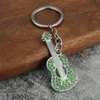 Creative Mini Musical Instrument Keychain Cute Rhinestone Guitar Key Chains Rings For Men Keyring Pendant Bag Car Jewelry Gift