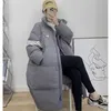 Parkas Korean Version 2023 New Tb Down Women's Mid Length Standing Loose Embroidered Small Figure Thickened Warm Jacket