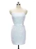 Glitter Dress Women Elegant White Short Sequin Mini Dresses Summer Sexy Cut Out Backless Party Club Bodycon Ladies Clothes
