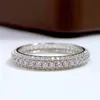 Solitaire Ring Micro Pave Diamond Ring 100% Real 925 sterling silver Wedding band Rings for Women Men Engagement Jewelry 230403