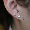 Stud Earrings Delicate Minimalist Cute Sweet Girl Earring Minimal Dainty Three Cz Stone Multi Piercing Stacking Stack For Women