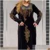 Ethnic Clothing Plus Size Veet Evening Dresses For Women 2021 Winter Long Sleeve Kaftan Maxi Dress Abaya Dubai Turkey Muslim African Dhglr