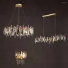 Lustres 2023 Moderne Gris Clair De Luxe Lustre En Cristal Pour Salon Salle À Manger Cuisine Île Pendentif Lampe Suspendue Éclairage Décor À La Maison