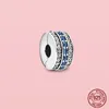 925 silver Fit Pandora Original charms DIY Pendant women Bracelets beads Clip Charm Crystal Pave Daisy Flower Spacer