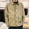 Herrjackor stor storlek män grundläggande mjuka bokstavsfickor höst vindbrytare avviker krage tonåringar s 4xl last outwear hombre chic 230403