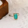 Cluster Rings LAMOON Gemstone For Women Wedding Accessories Natural Turquoise White Crystal S925 Silver Gold Plated Luxury Ring RI248