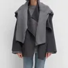 24-Mujer Toteme Classic abrigo corto de lana doble faz con solapa grande y tejido mezcla de cashmere