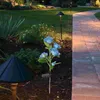 Le piquet solaire de jardin de lumière de rose rouge allume le signe extérieur de la lampe LED de fleur pour la décoration de patio