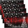 Bord mattor jul placemats 12x18 tum uppsättning av 4 tecknade Santa Elk Glitter Xmas Tree Place för barn tonåringar vuxna röda svarta ränder