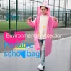 Regenjassen kinderen regenjas vaste kleur jongens schooltas lange wandelhond dikke meisjes regenjas jas regenjas 230404