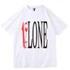 T-shirt da uomo VLONE Design originale VLONE logo Summer Cartoon Collarless Manica corta Lettera Magliette larghe T-shirt rosa nero VL113