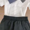 2023 girls skirts sets brand designer blouse with half skirt two pieces sets Ruffled sleeves girls shirts black color short pleated skirts high end children skirts