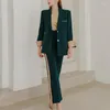 Women's Two Piece Pants ZAWFL Loose Elegant Blazer Pant Suits Formal Women Office Lady 2023 Autumn Solid Long Sleeve Coat Trouser 2 Set