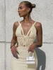 Casual Dresses Cryptographic Sticked Cut Out Halter Sexig Backless Summer Beach Dress for Women Elegant Outfits Bandage Slit BodyCon 230403