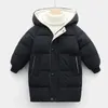 Daunenmantel Kinder Mäntel Baby Jungen Jacken Mode Warme Mädchen Mit Kapuze Schneeanzug Für 3-10Y Teen Kinder Dicke Lange Oberbekleidung Winter Kleidung