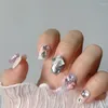 Накладные ногти ручной работы, милые короткие нажатия на розовый цвет, Звезда Луна, многоразовые поддельные очаровательные дизайны, 3D Kawaii Art, искусственные кончики ногтей