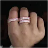 Anelli per coppia 2 Pricess Carino bianco rosa zirconi cubici CZ fascia di fidanzamento color oro rosa Stack Ring Drop Delivery Ebreo Dhgarden Dhohv