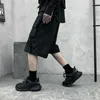 Men's Shorts 2021 Techwear Cargo Shorts Wi Ribbon Belt Men ltiPoets Harajuku Casual Hip Hop Shorts Go Punk Short Pants Berda Homme Z0404