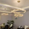 Ljuskronor designer för sovrum hall vardagsrum dekoration kristall led lampor guld fjädring armatur runt matsalsbelysning