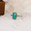 Cluster Rings LAMOON Gemstone For Women Wedding Accessories Natural Turquoise White Crystal S925 Silver Gold Plated Luxury Ring RI248