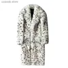 Men's Fur Faux Fur New leopard print fur integrated man coat long suit collar imitation fur coat trend winter warm fur jacket T231104