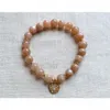 Strand WMB44249 Natural Gemstone Sunstone Wrist Mala Bracelet North Star Charm Gold Plated Kette Yoga Boho