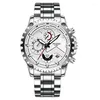 Relógios de pulso moda masculina relógio de aço inoxidável grande dial impermeável esportes estudante relógio preto marca tendência masculino relógio de pulso de luxo